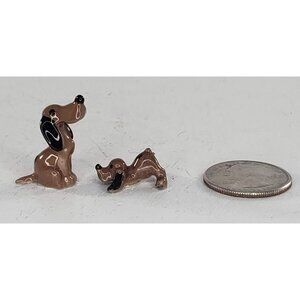 Hagen Renaker Mini Hound Dog Mama Puppy Miniature Figurine Bassett Beagle Brown
